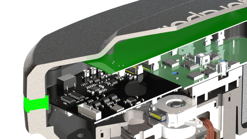 Hydrapulse electronics cutaway view